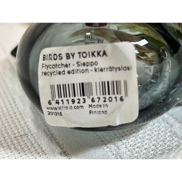 Iitala Signed & Stickered Oiva Toikka Grey Glass Bird Flycatchers Vintage - Picture 3 of 7